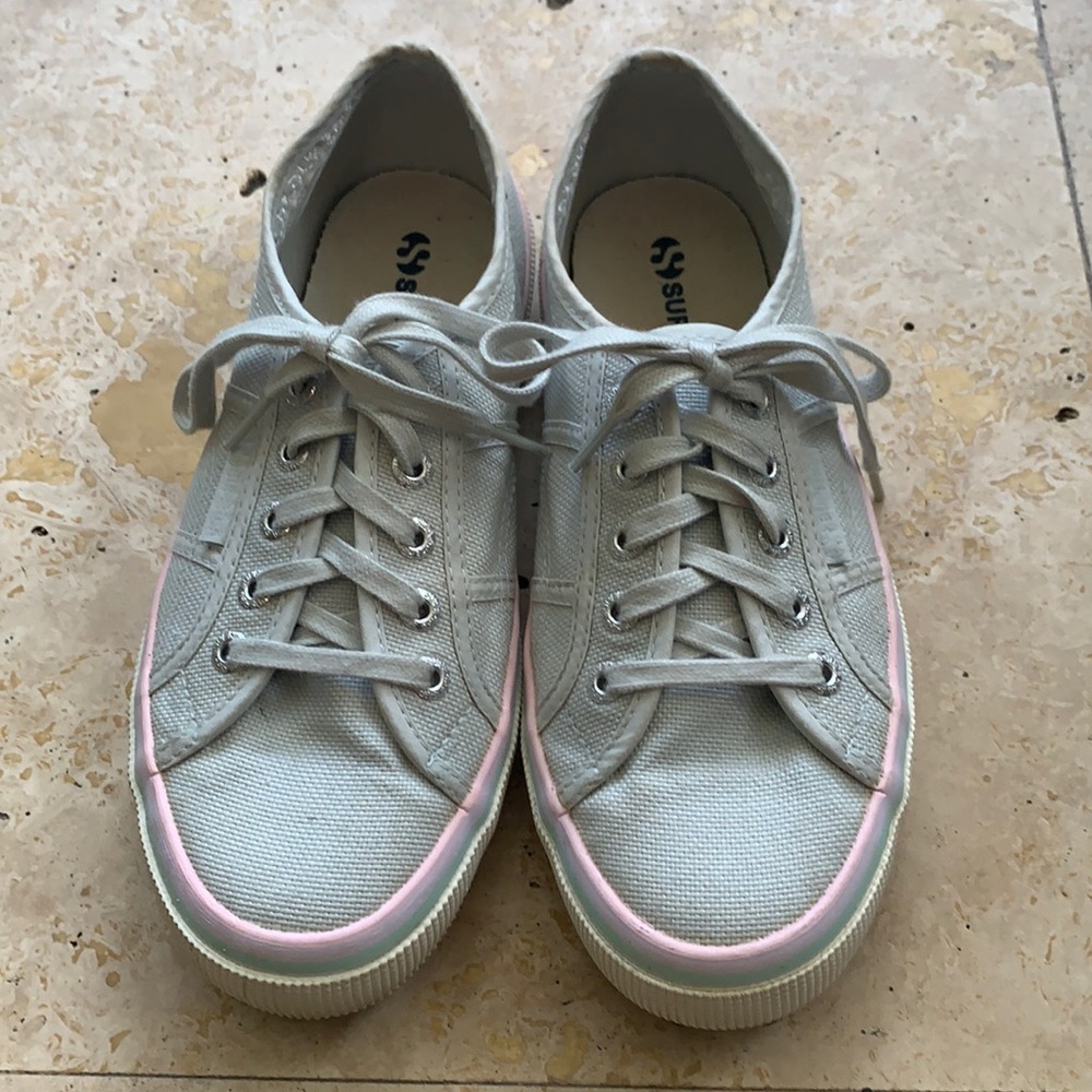 Superga 2750 silver rainbow stripe sneaker - size 38
